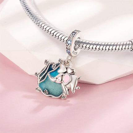 Blue Series 925 Sterling Silver Owl Butterfly Pirate Ship Car Beetle Clogs Charm Fit DIY Bracelet Necklace Fun Matching Gifts