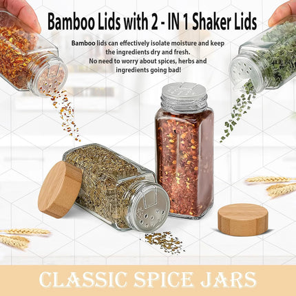 Glass vanilla seasoning jar with solid wood seasoning jar lid, labeled seasoning container, sealed empty glass seasoning contain