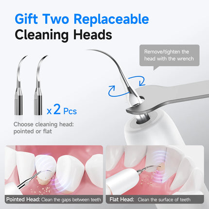 Ultrasonic Electric Dental Scaler High Frequency Vibrating Teeth Cleaner Plaque Calculus Tartar Stains Remover 5 modes with LED