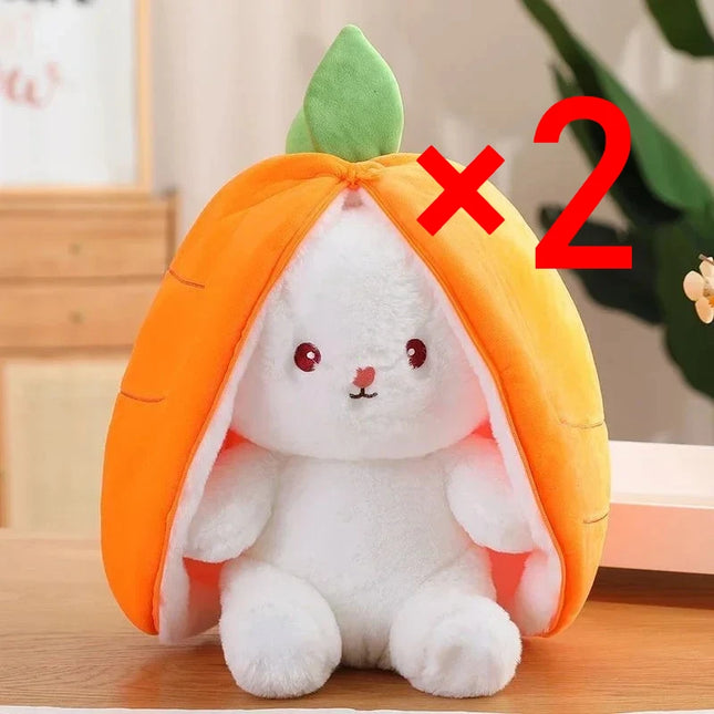 25cm Cute Strawberry Carrot Rabbit Plush Toy Stuffed Creative Into Fruit Transform Baby Cuddly Bunny Doll for Kid Birthday Gift