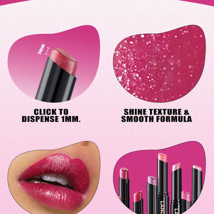 LANGMANNI 10 colors slant mouth pearlescent swivel slant mouth design lipstick single pack lipstick lasting color lip gloss