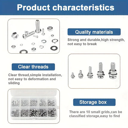 Hex Nuts and Bolt Set - 320 pieces/120 pieces, durable M2 - M5 metric size, universal hardware kit for DIY projects and repairs