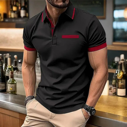 European and American Summer Men's Fashion Stripe Printed Comfortable Breathable Polo Shirt Outdoor Urban Casual Top