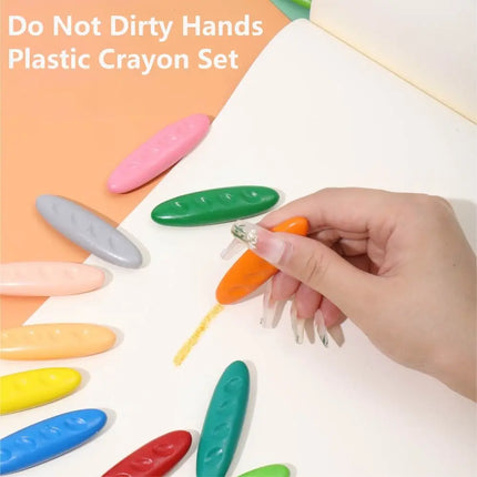 12/24/36 Colors Plastic Plastic Crayon Do Not Dirty Hands Washable Colored Crayon Erasable Peanut Shaped Wax Pencil Gift