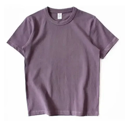 2023 Summer Japanese Heavy Cotton T-shirt Men's Brushed Round Neck Thick Cotton Short-sleeved Khaki T-shirt