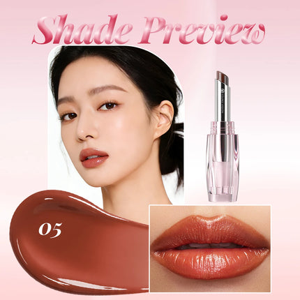 6 Colors Crystal Glossy Lipstick - Moisturizing Tinted Lip Balm,  Shimmer, Transparent Tube, Long-Lasting Hydration,