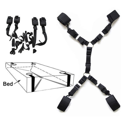 Bdsm Bondage Set 18 Adult Sexy Erotic Accessories Adjustable Bandage Handcuffs And Footcuffs Bed Sex For Woman Couples Toys