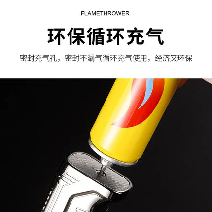 Metal High-temperature High Flame Welding Gun Lighter Windproof Direct Spray Flame Safety Lock Kitchen Cigar Outdoor Lighter