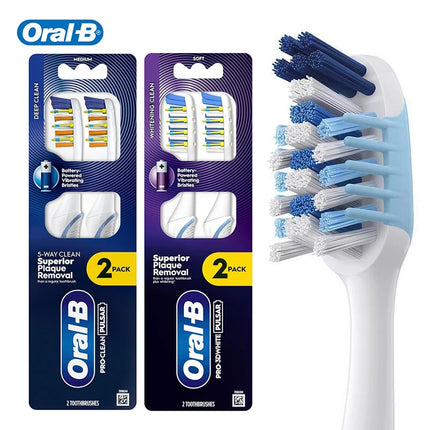Oral-B Pulsar 3D White Electric Toothbrush 2Pcs/Pack Vibrating Bristles Built-in Power for Deep Clean (Colors Random)