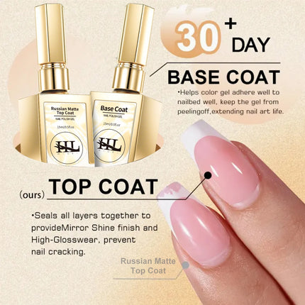 15ml Gel Gel Top Coat and Base Coat Set - Shiny Top Coat, Long Lasting High Gloss,Soak Off LED Nail Lamp Gel Base
