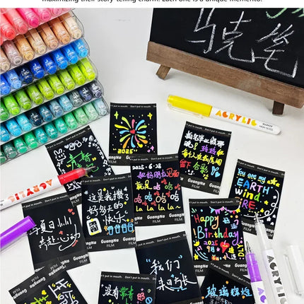Guangna 168/72 Colors High Gloss Acrylic Marker Pen Set,Hard Headed Drawing Pens,Professional-Grade Paint Pen for DIY Graffiti
