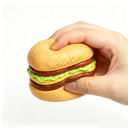 New Schylling NeeDoh Burger Cube Squishy Fidget Toy, Calms Mood & Provides Sensory Relief, Eases Anxiety, Non-toxic & Safe