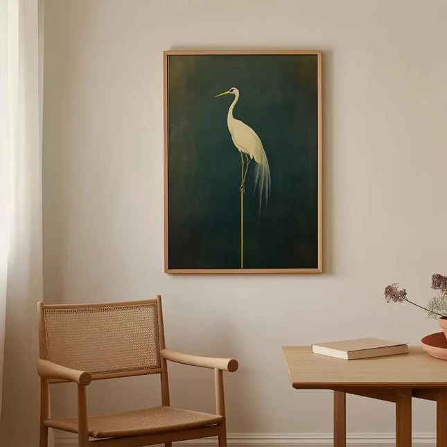 Vintage Japanese Crane Art Print Bird Wall Decor, Canvas Poster Painting, No Frame, for Living Room, Bedroom, Office Decor