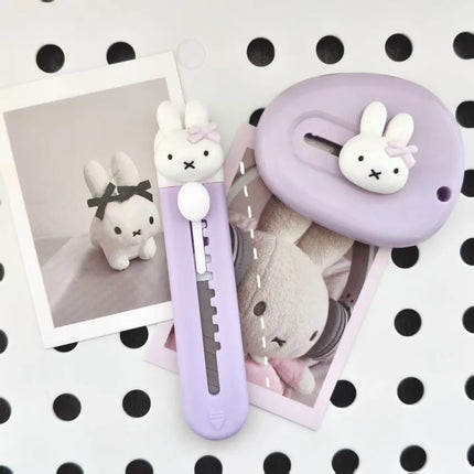 Miffy Kawaii Purple Art Knife Portable Unboxing Knife Handmade Paper Cutting Knife for Express Delivery Cute Gift Toy