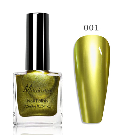 12 Colors Mirror Effect Nail Polish - Metal Chrome No UV Lamp Needed, Quick Dry Long Lasting Nail Lacquer, Professional Salon
