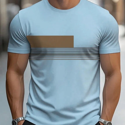 Summer men's casual sports loose oversized simple letter pattern printed round neck short sleeved T-shirt top