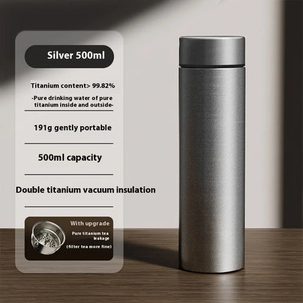 Pure Titanium Insulated Cup Men And Women'S Water Cup Portable Tea Cup Tea Water Separation Titanium Cup Cold Insulation Bottle