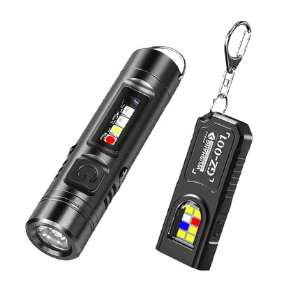 Rechargeable Mini Flashlight Aluminum Alloy Keychain Flashlight Super Bright Emergency Red Blue Floodlight Magnet Work Light
