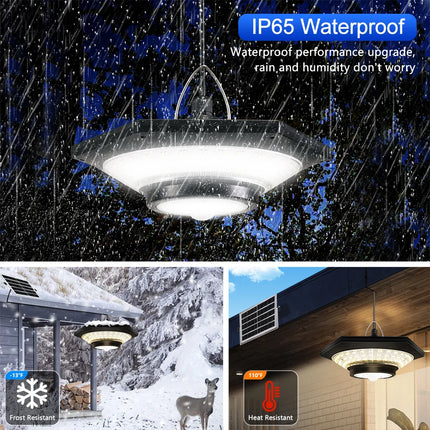 Solar Pendant Lights Outdoor Solar Shed Light Motion Sensor 288 LEDs Dimmable Indoor Barn Lamp Waterproof Gazebo Yard Garage Pat