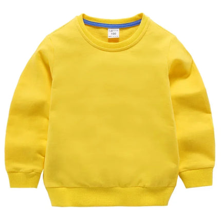 Autumn Solid Color Clothes 2-10Years Children's Hoodies Sweatshirts Girl Kids White Tshirt Cotton Pullover Tops for Baby Boys