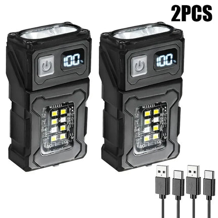 Mini USB Recharge LED Flashlight Tail Magnet COB Work Light Super Bright Portable Outdoor Emergency Torch Pocket Camping Lantern