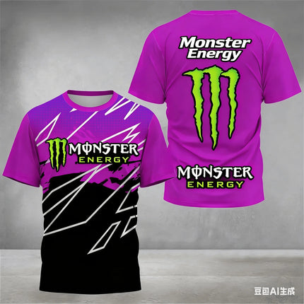 Men's summer short-sleeved sports T-shirt with 3D print of Monster Energy, quick-drying and moisture-absorbing cycling sportswear