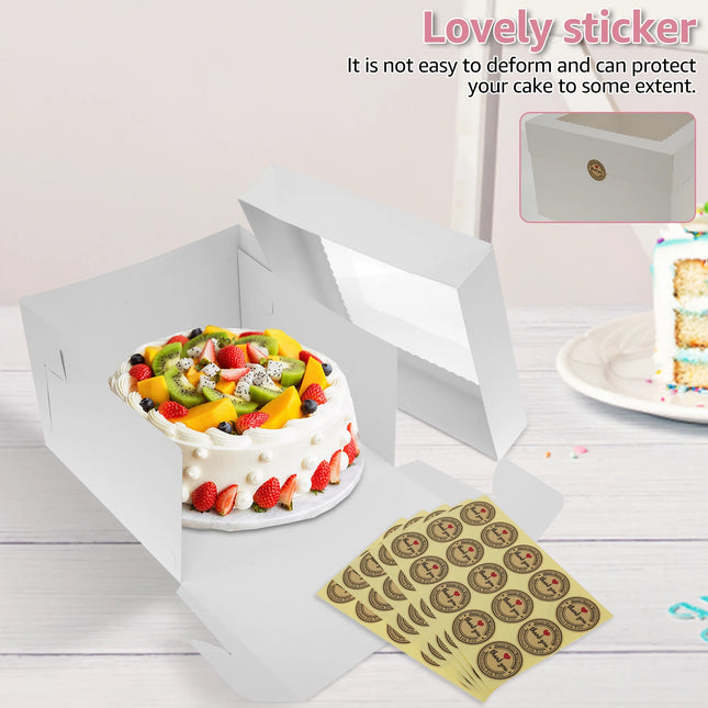 10Pcs White Bakery Boxes with Window, 12 X 12 X 8 Inches, Fold Cake Boxes Treat Boxes for Cookies, Pastry, Macarons Party Favor
