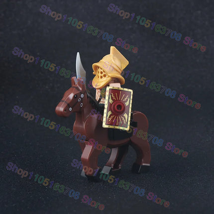MOC Medieval Military Crusader Knight Building Blocks Castle Army Soldier Figure Horse Mount Shield Sword Accessories Bricks Toy