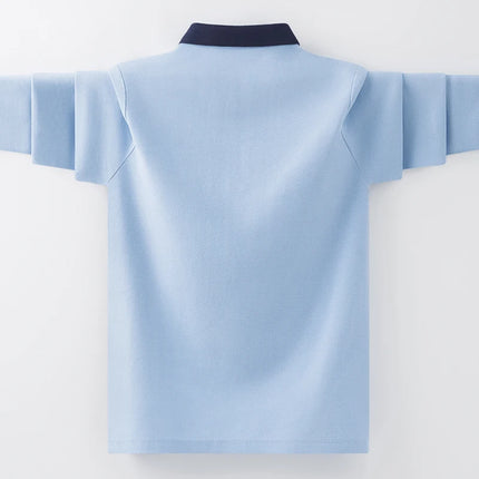 Boys School Uniform Polo Shirt 2024 Spring Autumn Kids Casual Long Sleeve Tops For Teenager Children's 4-15 Years Clothes