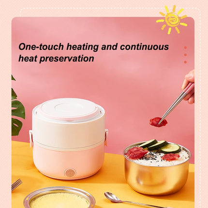 2024 Upgraded Fast Heating Electric Lunch Box Small Multi-functional Insulated Rice Cooker Steamer Portable Electric Lunch Box
