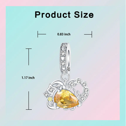 925 Sterling Silver January-December Birthday Stone Love Zircon Pendant Bead Fit Charms Necklace Bracelet Women Jewelry DIY Gift