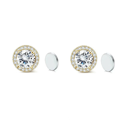 ZAKOL New 1 Pair Buling Cubic Zirconia Stainless Steel Magnetic Ear Clip Simple Fashion No Piercing Stud Earrings for Women Men