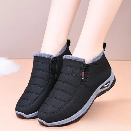 Winter New Fleece Lined Anti-slip Soft Bottom Women's Short Boots Thick Warm Cotton Shoes round Toe Casual Style Comfortable