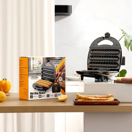 Electric Hot Dog Machine 3 Corn Dogs Waffle Maker Non-stick Double-sided Heating Sausage Rolls Kitchen Griddle for Party Festive