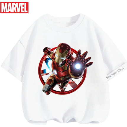 Kids Marvel Iron Man Avengers T-Shirt Boys Girls Summer Superhero Daily Wear 2026 New Anime Clothes