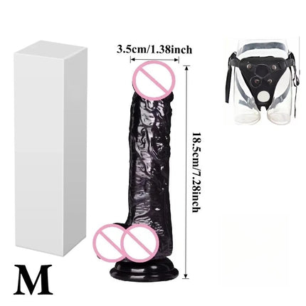 Realistic Black Wear Strap on Anal Plug G-Spot Masturbators Suction Cup Big Dildos Butt Plug Long Dick Adult Sex Toy for Women18