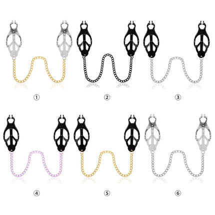 Metal Nipple Clamps Clips with Chain Clitoris Stimulator Steel Nipple Breast Clamps Slave Bondage Flirting Women Sex Toy