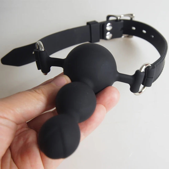 BDSM Medical Silicone 3 Ball Mouth Gag, Bondage Restraint Slave Gags Deep Throating, Sex Toys for Couples, Role Play, Adult Games