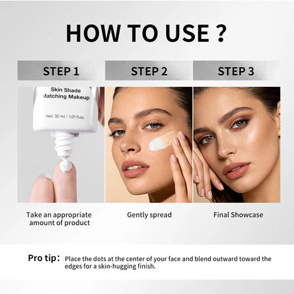 Lakerain Color Changing Liquid Foundation Coverage Skin Shade Matching Makeup SPF15 Moisturizing Even Toning Natural Makeup