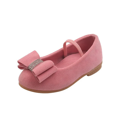 Little Girl Leather Shoes Simple Fashion Children Princess Shoes Solid Color Flats Causal Kids Versatile Bowtie Loafers Moccasin