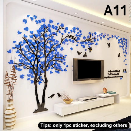 3D Acrylic Tree Wall Stickers Self Adhesive Home Background Decoration Bedroom Living Room Nursery Removable Peel And Stick Wall