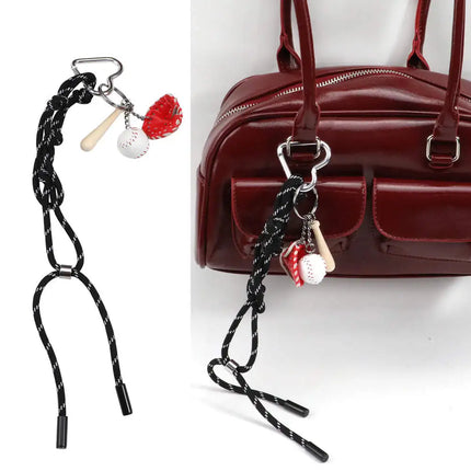 HOT Original Designed Nylon Woven Rope Keychain With Baseball Decor Sporty Style Bag Pendant DIY Trendy Fashion Pendant Gifts