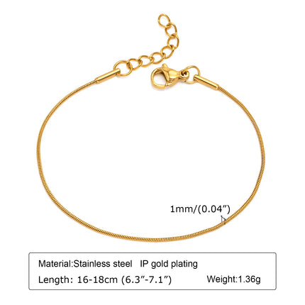Thin Link Women Bracelet, Stainless Steel 18K Gold Plated Wrist Chain Waterproof Resistant Jewelry