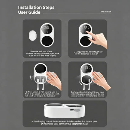 Mini Portable Rechargeable Travel Toothbrush Sterilizer Induction Switch with Charge Display Toothbrush Sterilizer Case