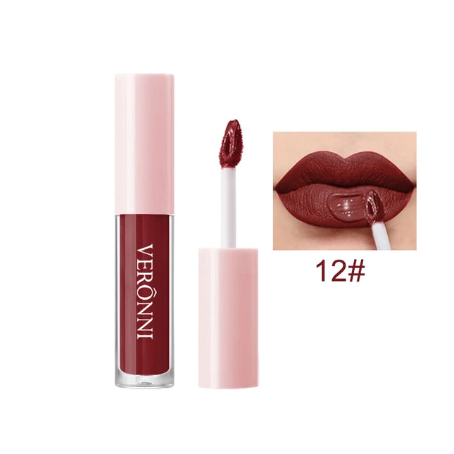 12 Color Non-stick cup Velvet Satin Gloss Lip glaze Mist Liquid matte lipstick Waterproof long-lasting color liquid