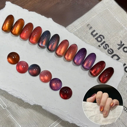 MIANEL 10ML Fiery Sunset Glass Beads Cat Eye Gel Nail Polish Winter Hot style Cat Magnetic Gel Nail Salon Black Nails 1-10pcs
