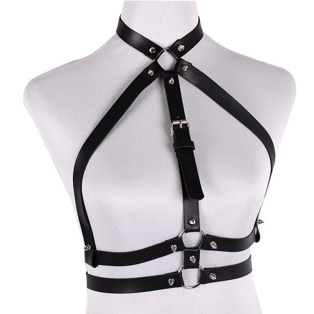 Female Unique Leather Suspenders Punk-Style Waist Belt Straps for Bar and Stage Performance Couple Sex BDSM