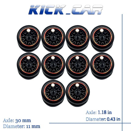 1/64 Wheels with Fixed Rubber Tires Branches Spoke for Toy Model Diecast Cars Refiting Parts for Hotwheels (5 sets for 5 Cars)