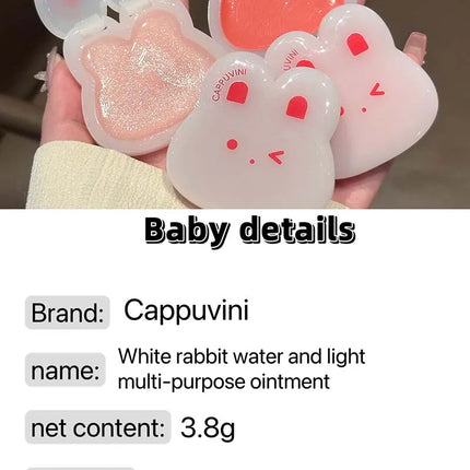 Cappuvini White Rabbit Water Glossy Cream Clear Moisturizing Blush Cream Multi-purpose Ointment Vitality Rouge