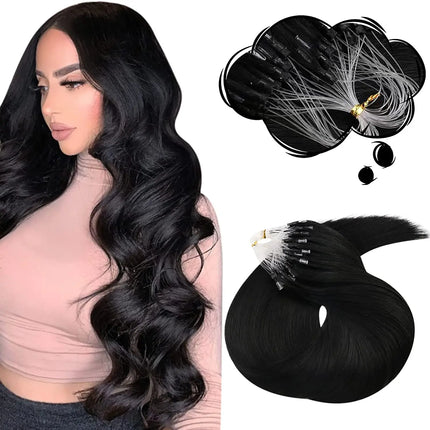 Moresoo Micro Link Hair Extensions Human Hair Micro Loop Hair Cold Fusion 50G Invisible Brazilian PreBonded Remy Micro Ring Hair